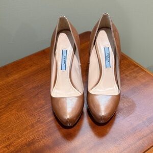 Prada Women's Bronze/Metallic Patent Leather Heels